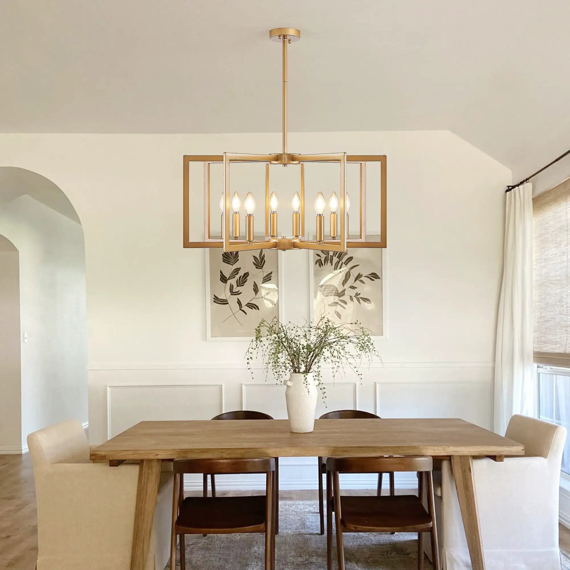 27' Modern Golden Geometric 8-Light Chandelier by HouseOfZazla