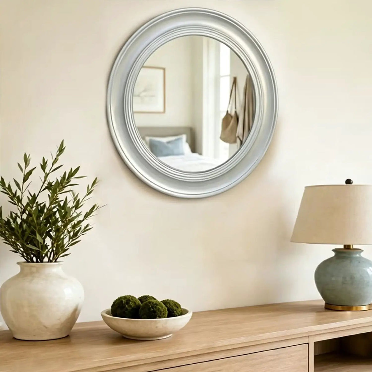 Vintage Round Wall Mirror, Brushed by HouseOfZazla