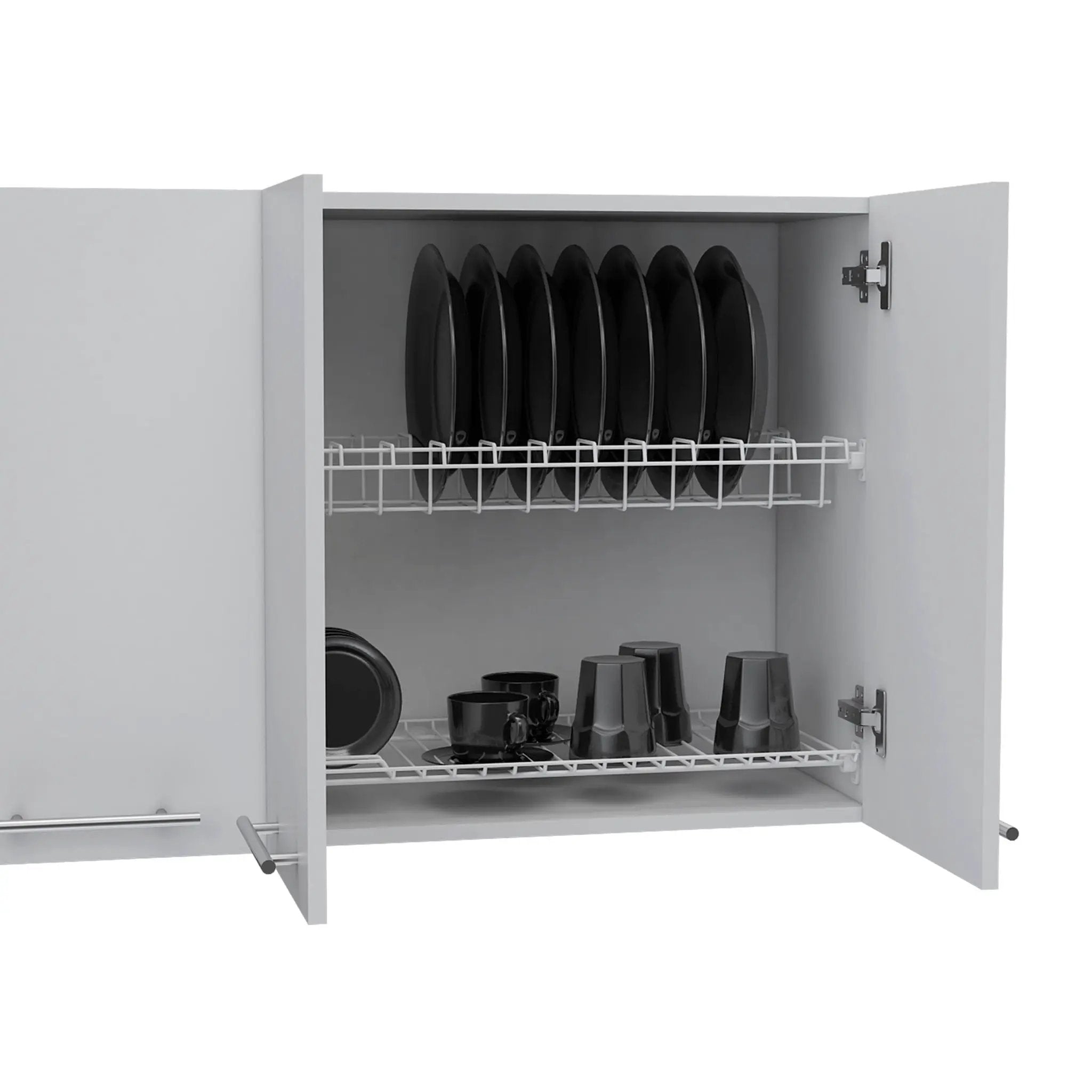 Wall Cabinet Four Doors, With Two Internal Shelves And Internal Plate And Glass Organizer - White by Unique Piece Furniture
