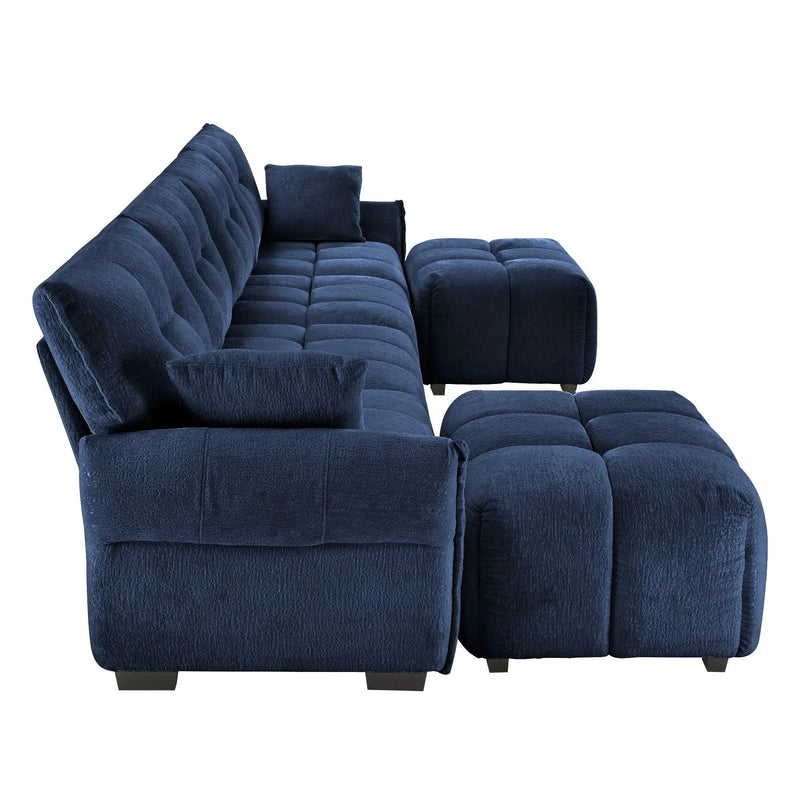 Sofa Set With Ottoman And Pillows, Textured, High Resilience Cushions by HouseOfZazla