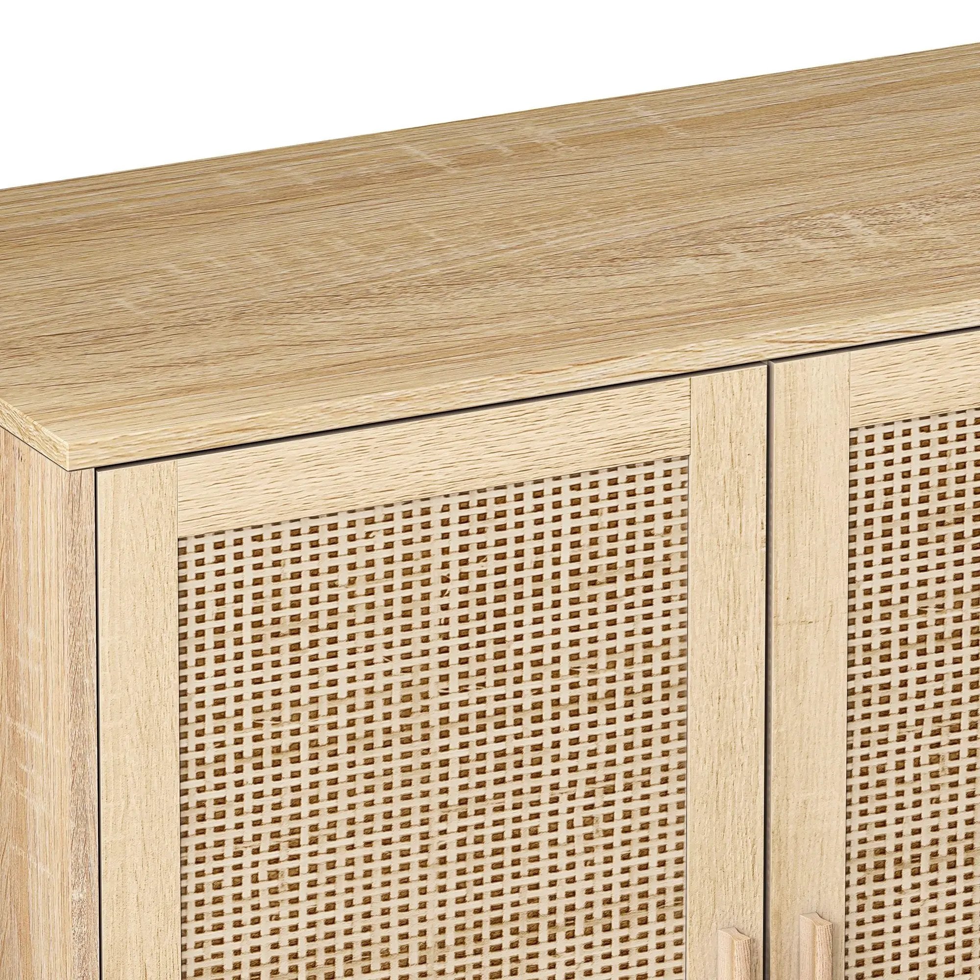 Elegant And Functional 4 Door Rattan Decorative Storage Cabinet by HouseOfZazla