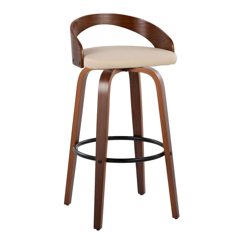 Grotto - Mid Century Modern Fixed Height Barstool & Swivel With Round Footrest (Set of 2) by HouseOfZazla