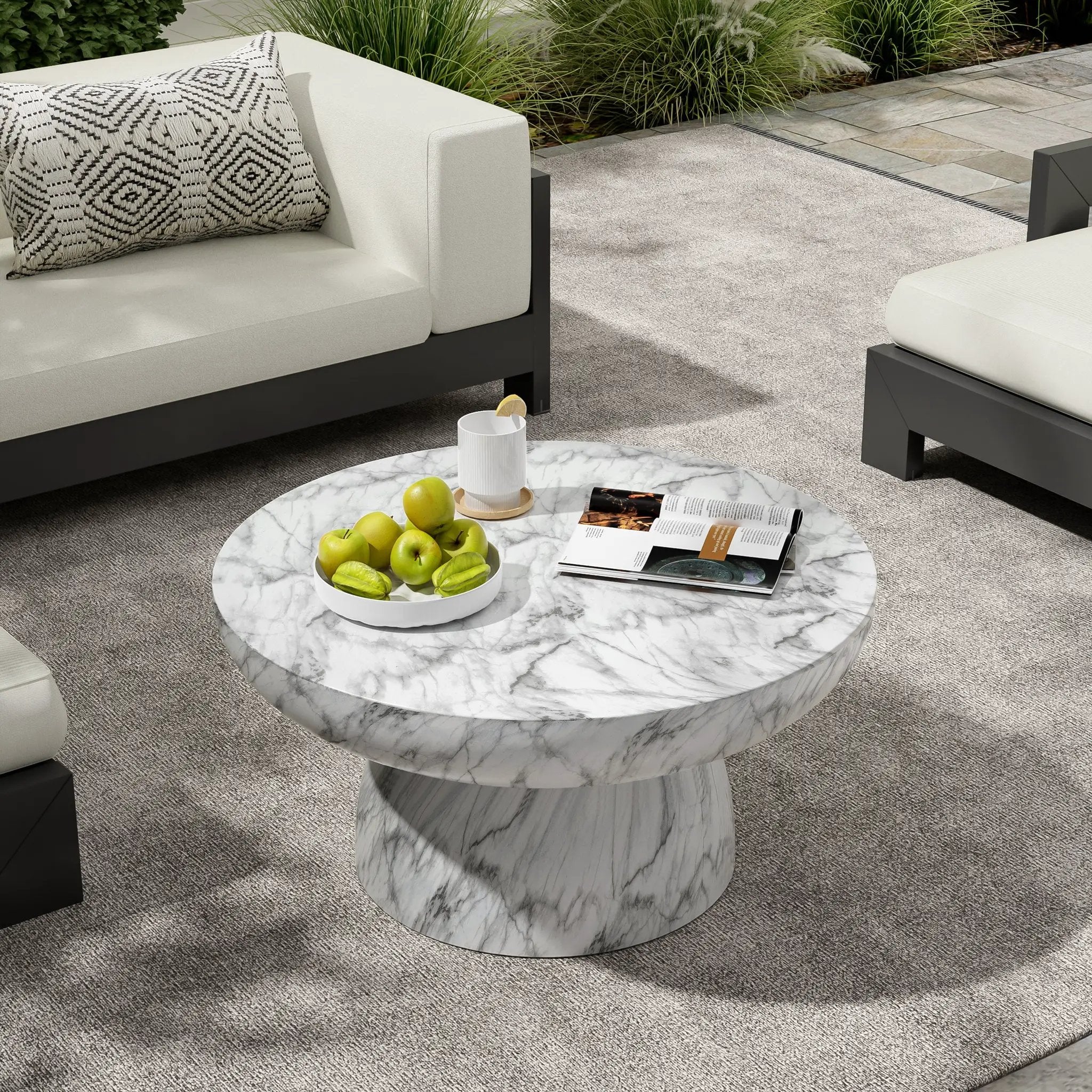 MGO Faux Marble Coffee Table for Indoor and Outdoor Use by HouseOfZazla