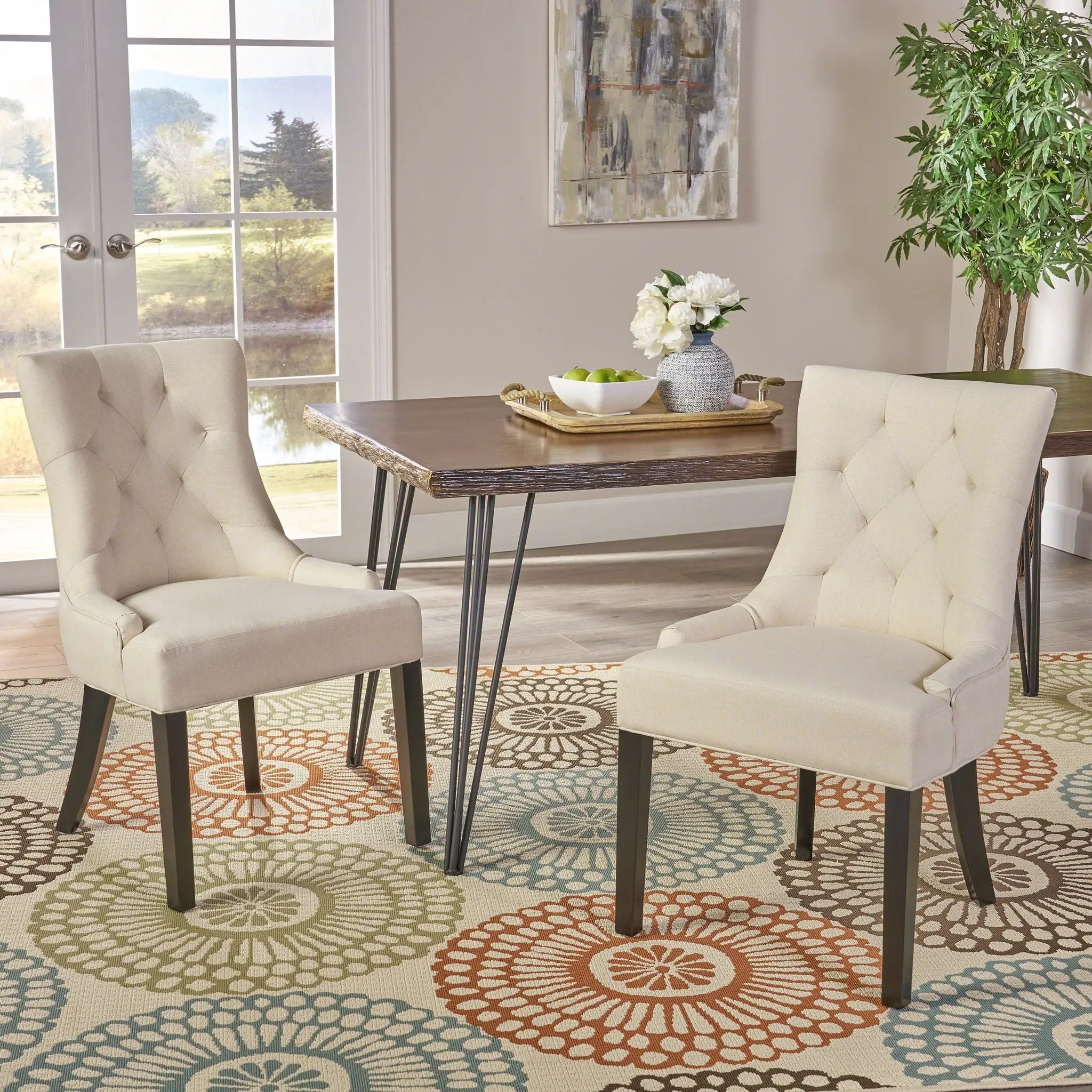 Cheney Contemporary Dining Chair Tufted Upholstery (Set of 2) by HouseOfZazla