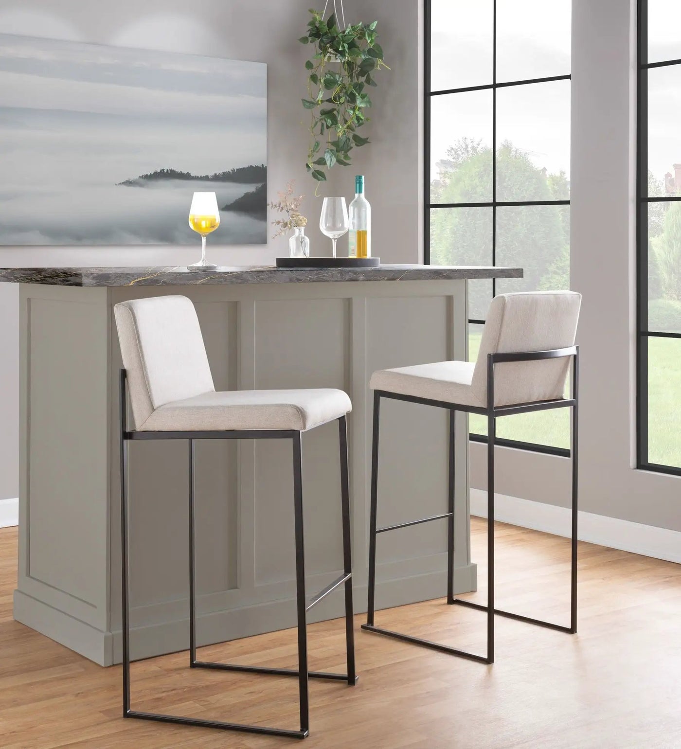 Fuji - Contemporary High Back Barstool Elegant Design by HouseOfZazla