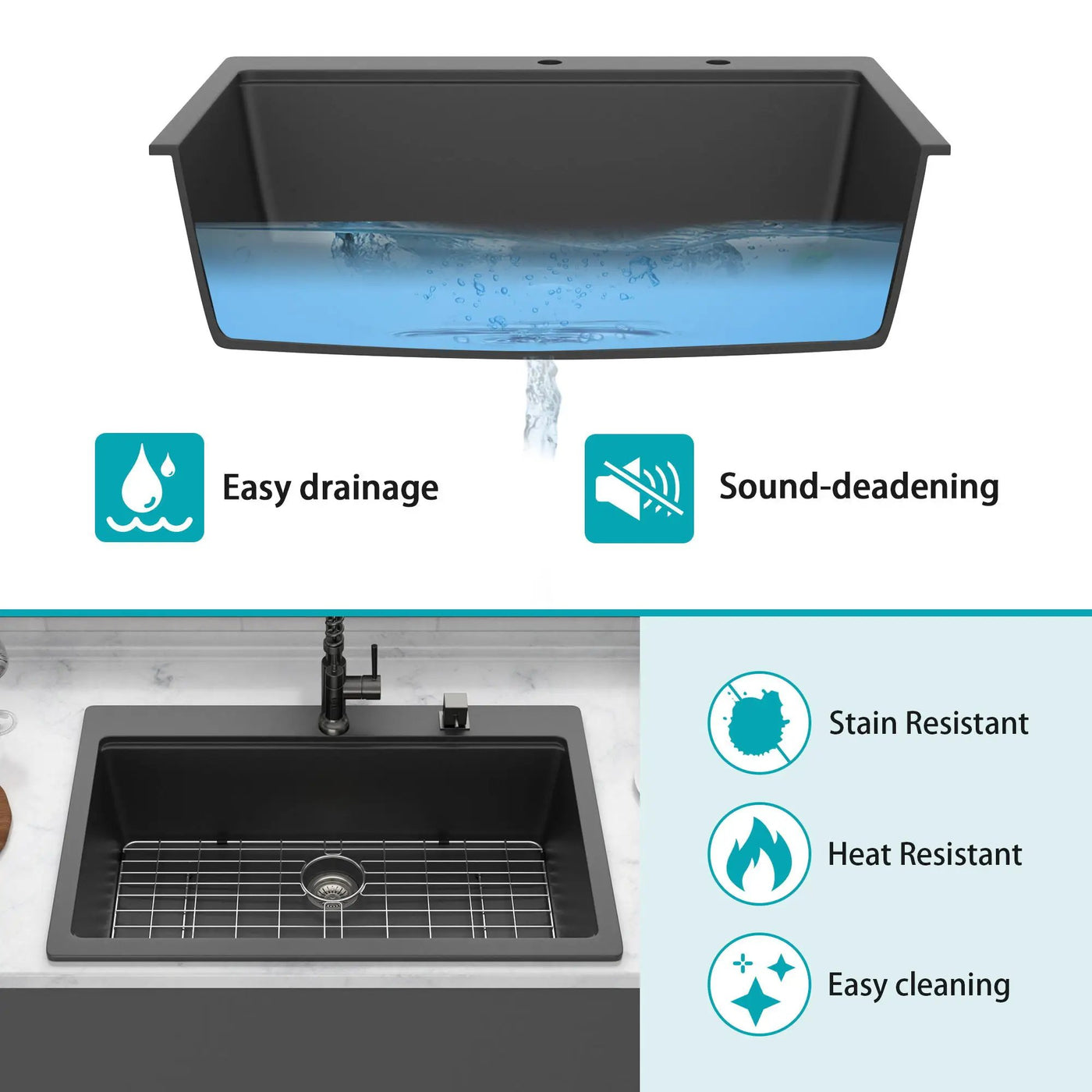 Granite Composite Quartz Kitchen Sink With Workstation Features And Drop In Design by HouseOfZazla