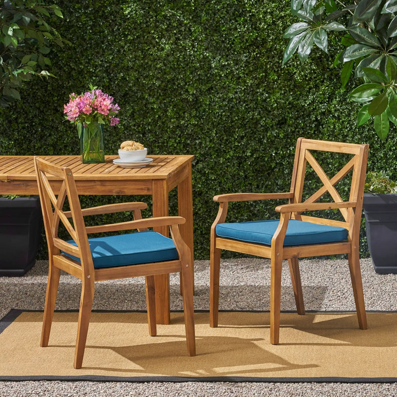 Perla Dining Chair 2pcs with Blue Cushions by HouseOfZazla