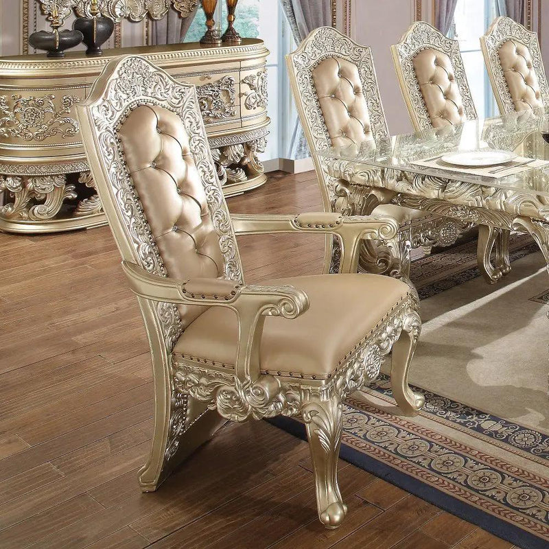 Vatican - Arm Chair (Set of 2) - Synthetic Leather & Champagne Silver by Unique Piece Furniture