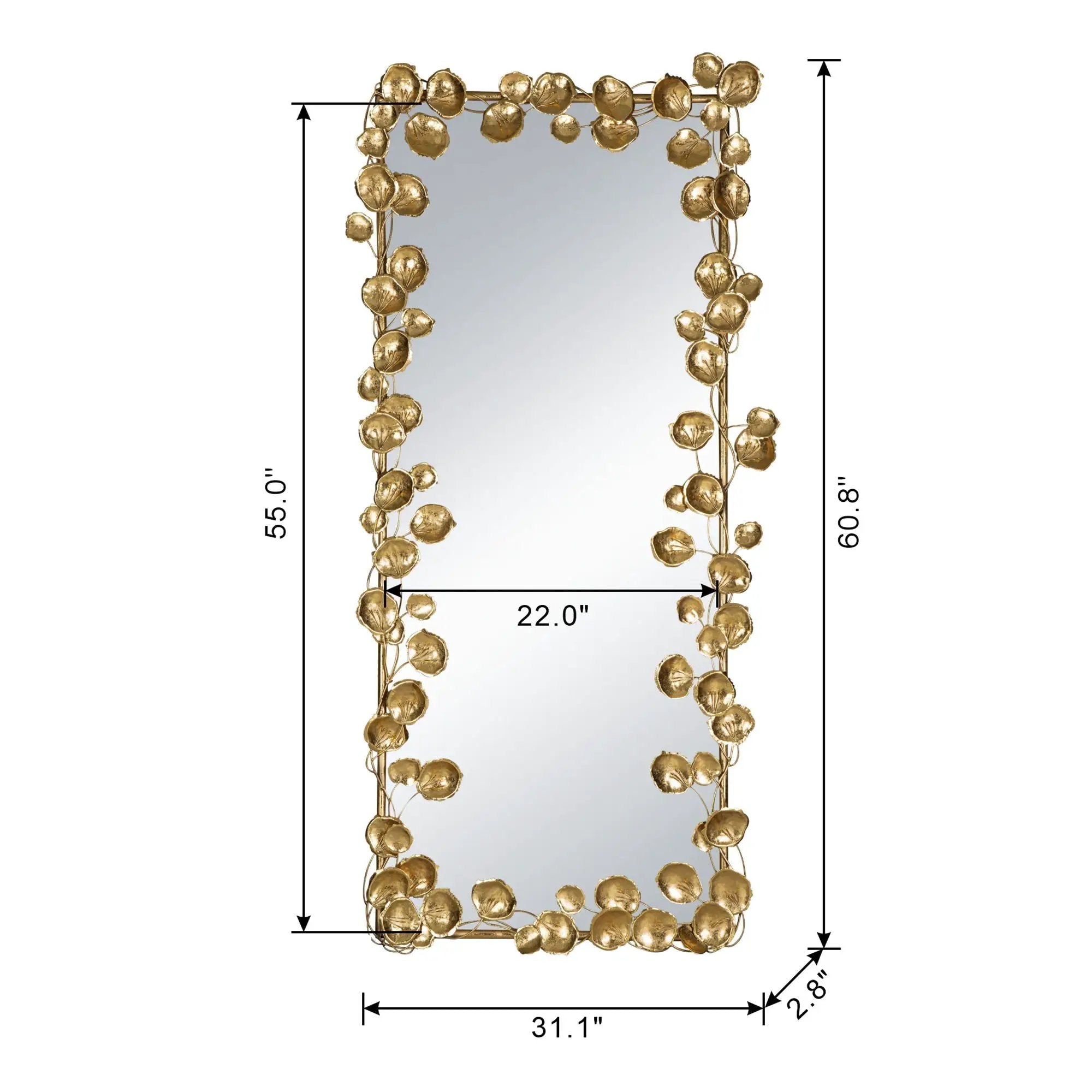 Full Length Mirror with Gold Leaf Accents by HouseOfZazla