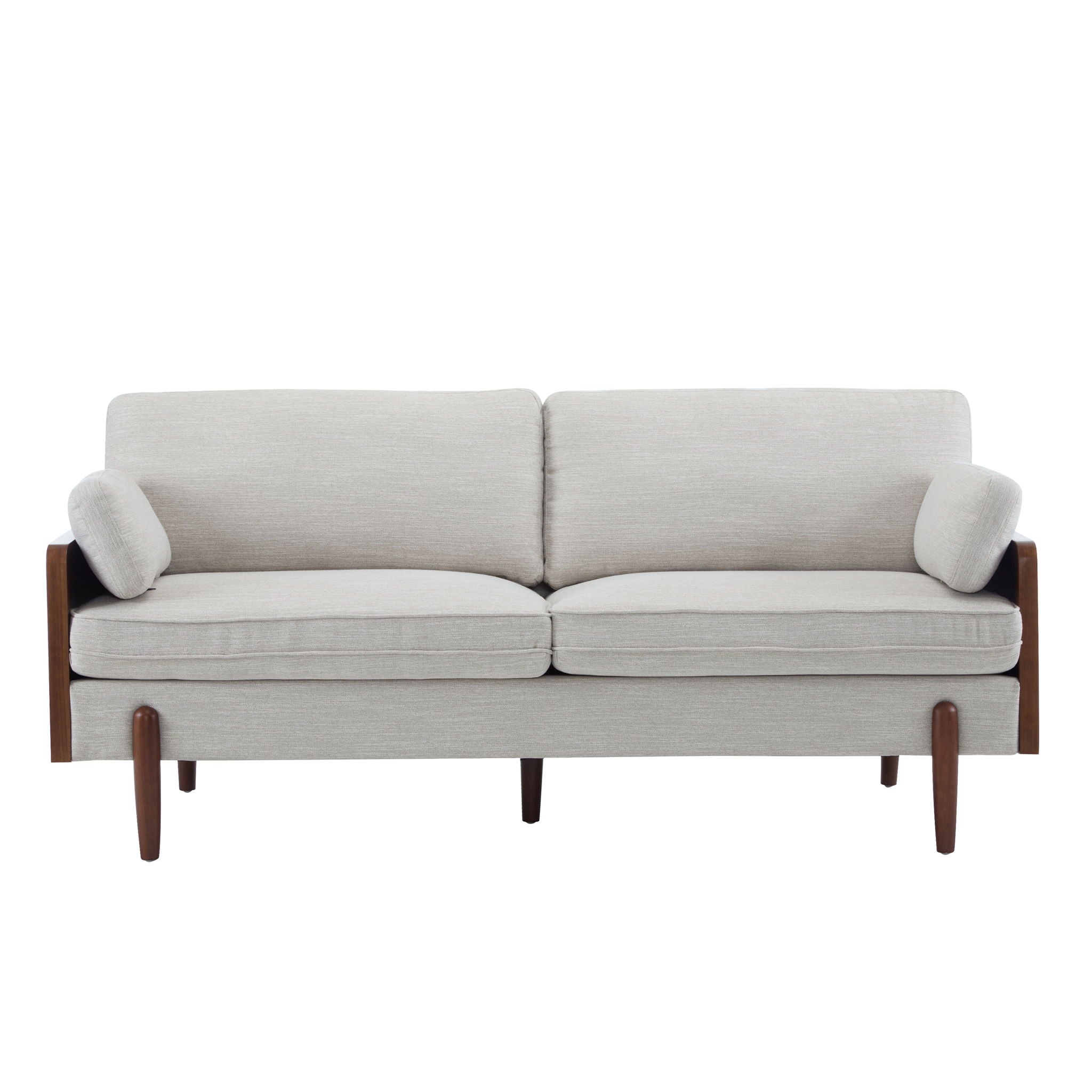 Mid Century Moderne Sofa With Wood Sides by HouseOfZazla