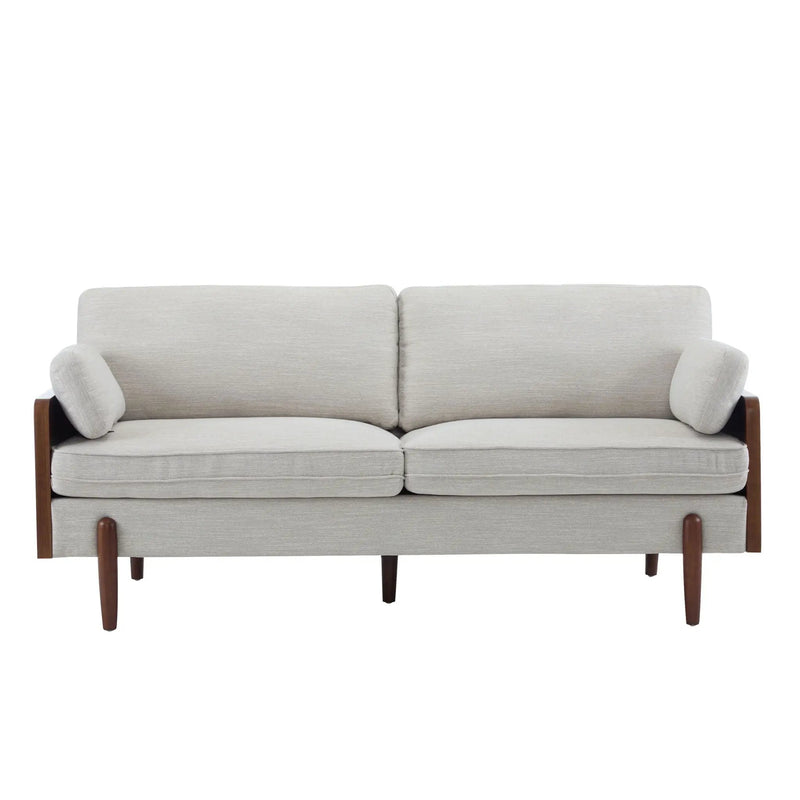 Mid Century Moderne Sofa With Wood Sides by HouseOfZazla