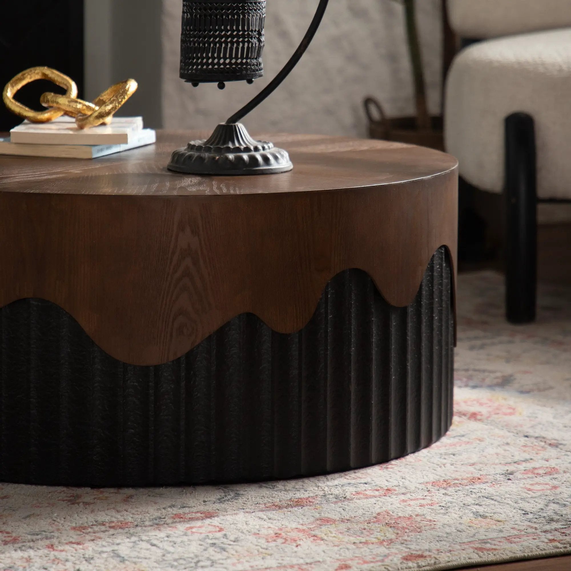 30.31" Round Coffee Table - Handcrafted Wooden Tea Table by HouseOfZazla