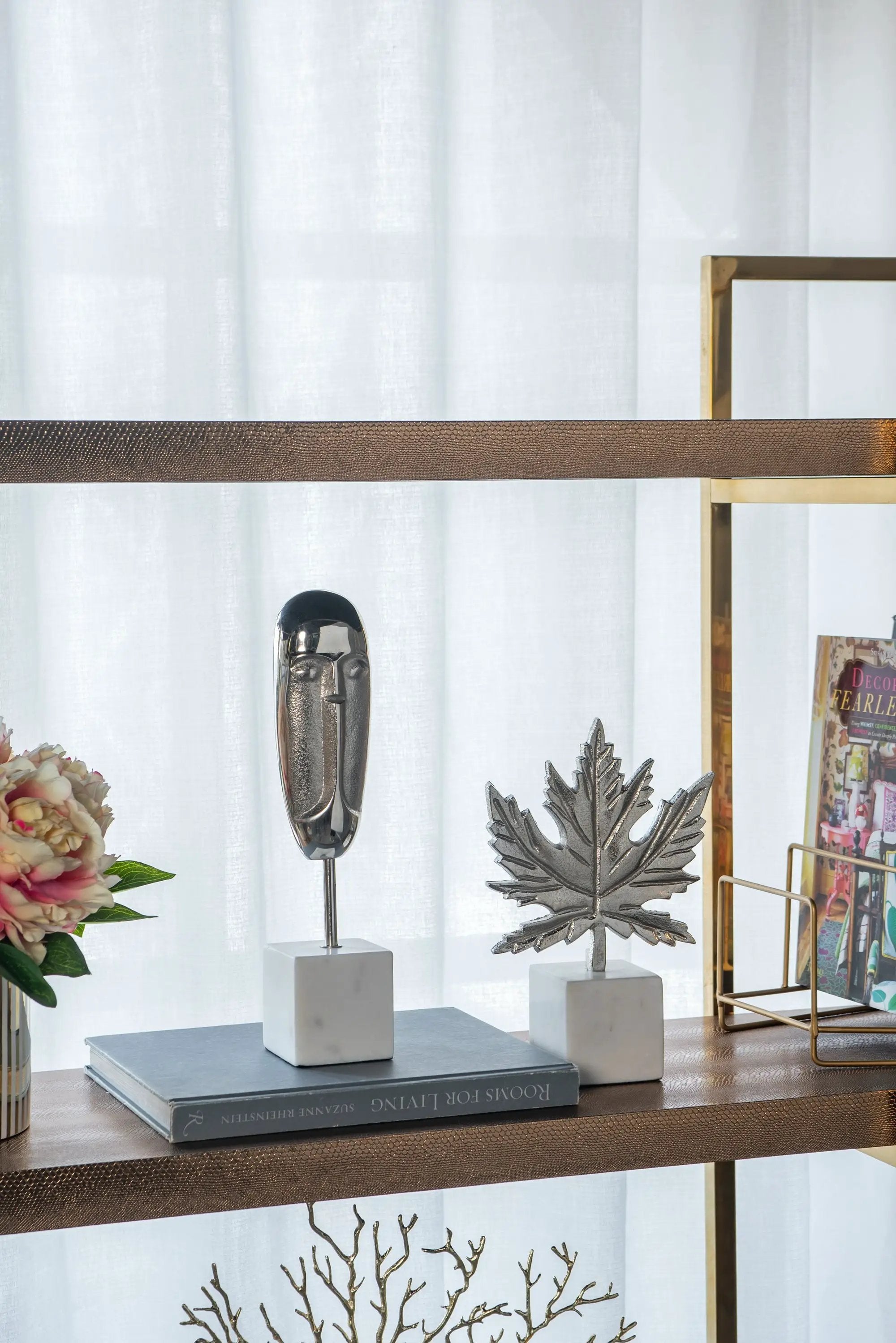 Aluminum Leaf Sculpture with Marble Base by HouseOfZazla