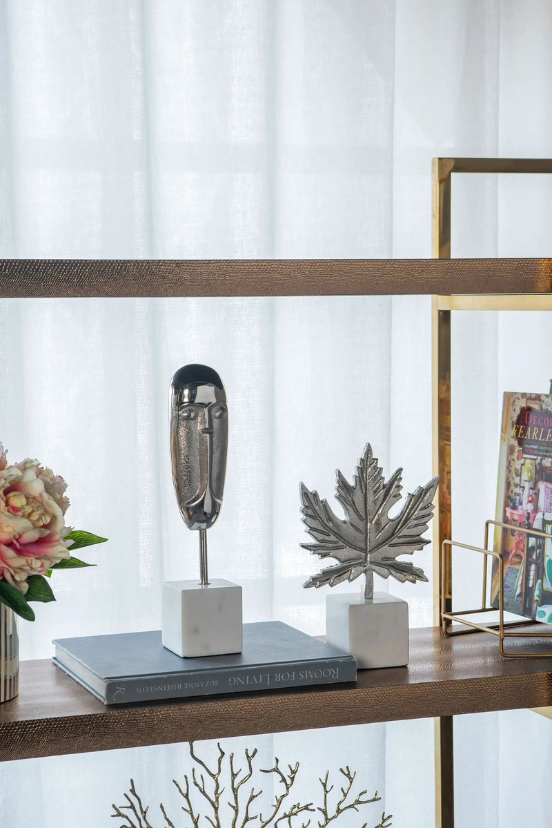 Aluminum Leaf Sculpture with Marble Base by HouseOfZazla