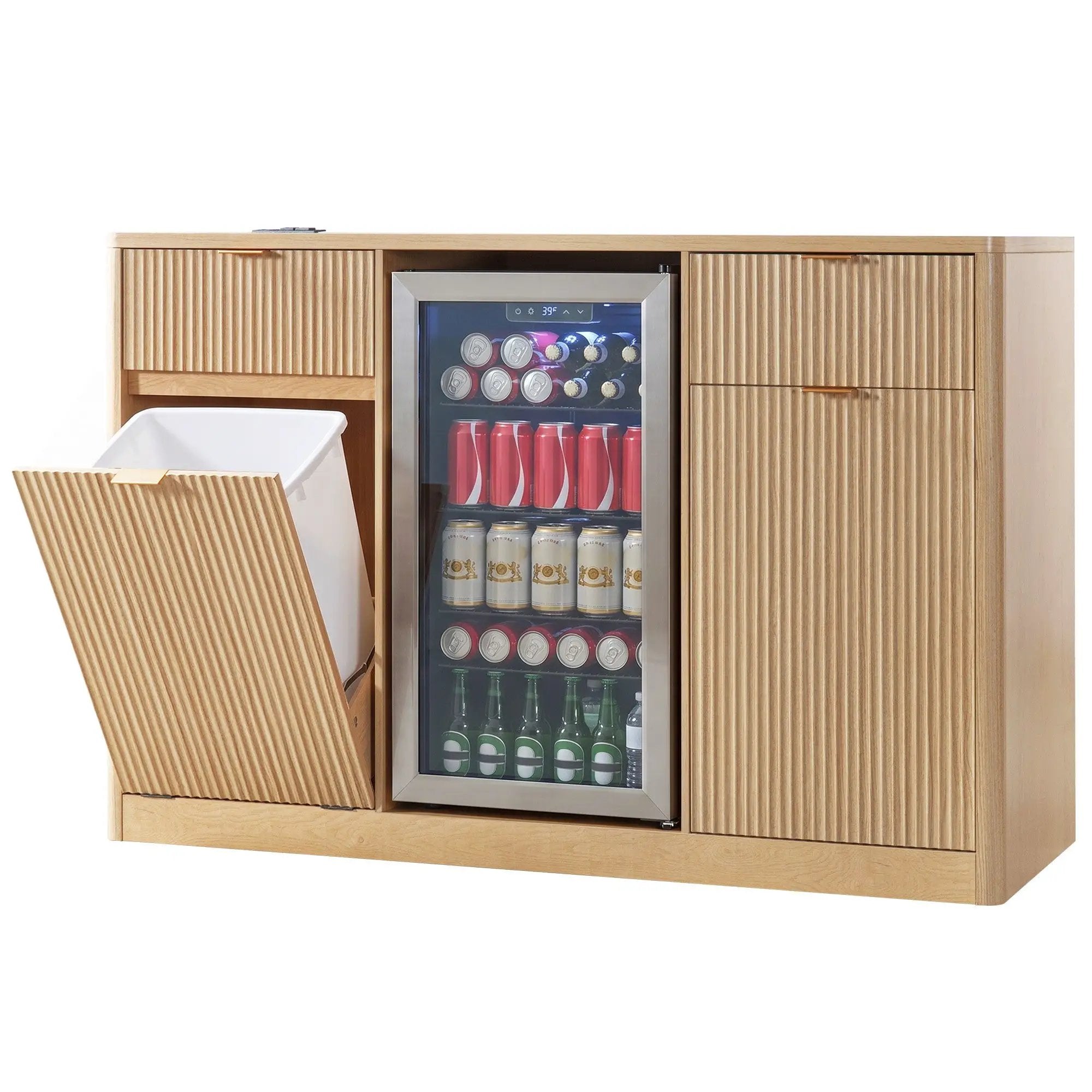 K&K 59" Coffee Bar Cabinet with Fridge Space by HouseOfZazla