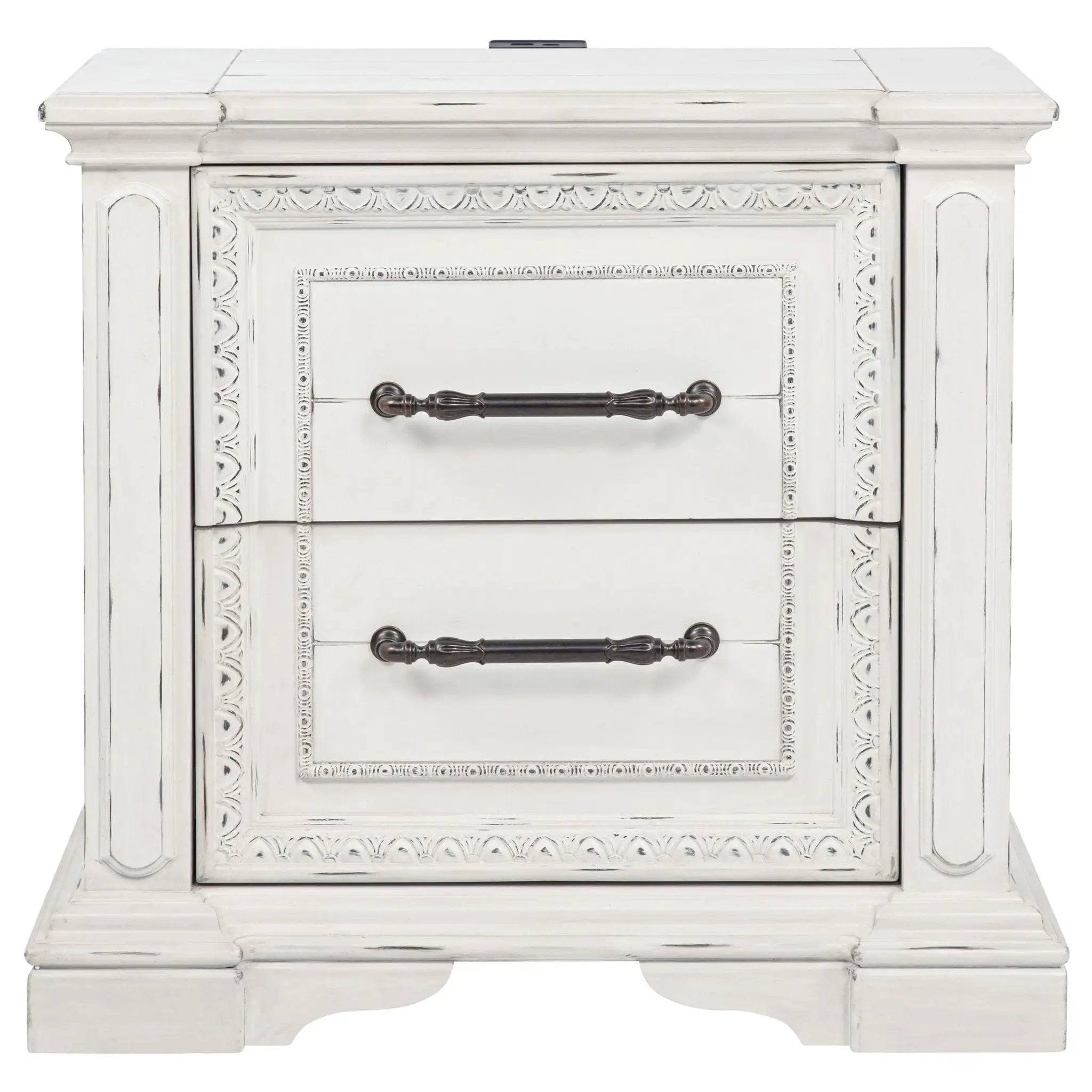 McKinney 2-drawer Nightstand with Dual USB Vintage White by Unique Piece Furniture