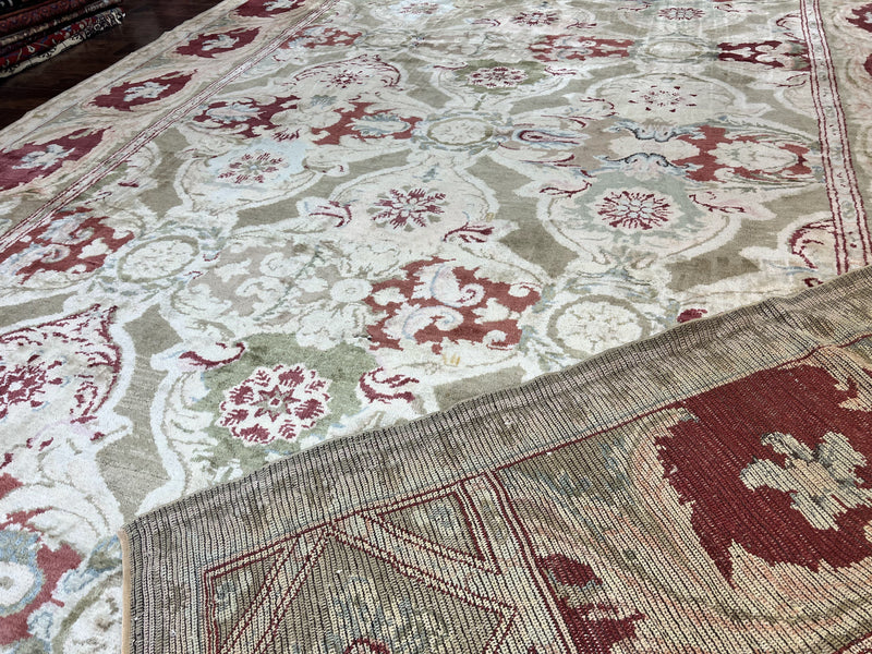 Large Egyptian Oushak Rug 12x21, Wool Handmade Vintage Carpet, Allover Pattern, Oversized 12 x 21 ft Traditional Rug by Jewel Rugs