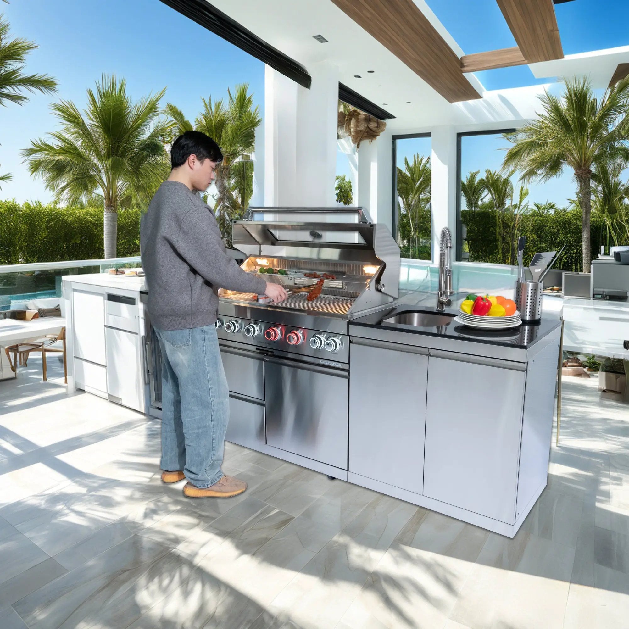 DIY 43-Inch 6-Burner Deluxe Stainless Steel Gas Outdoor Kitchen Grill by HouseOfZazla