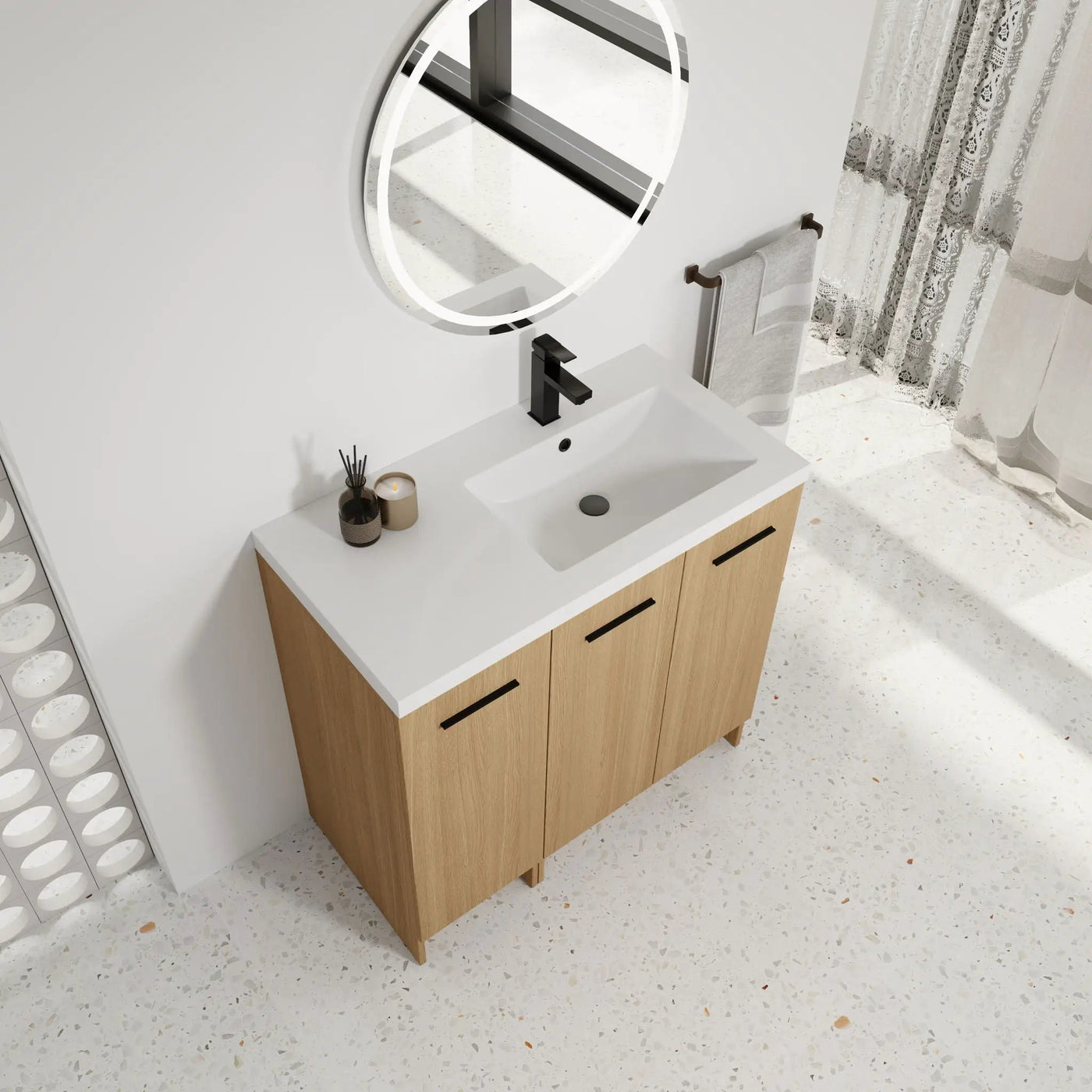 Wall Mounted Floating Bathroom Vanity With Sink, 3 Door Modular Cabinet by Unique Piece Furniture