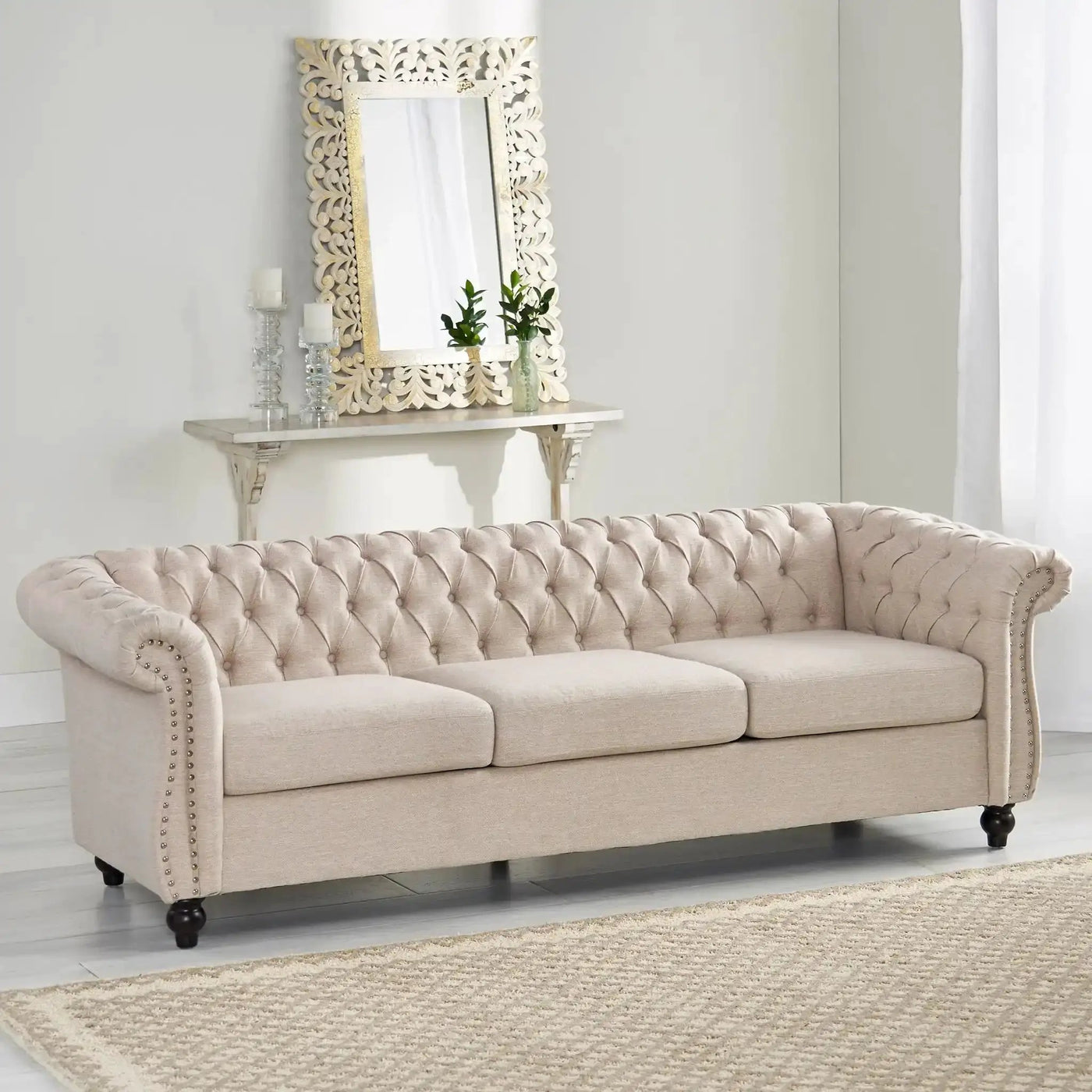 Chesterfield Style 3 Seater Sofa With Deep Button Tufting by HouseOfZazla