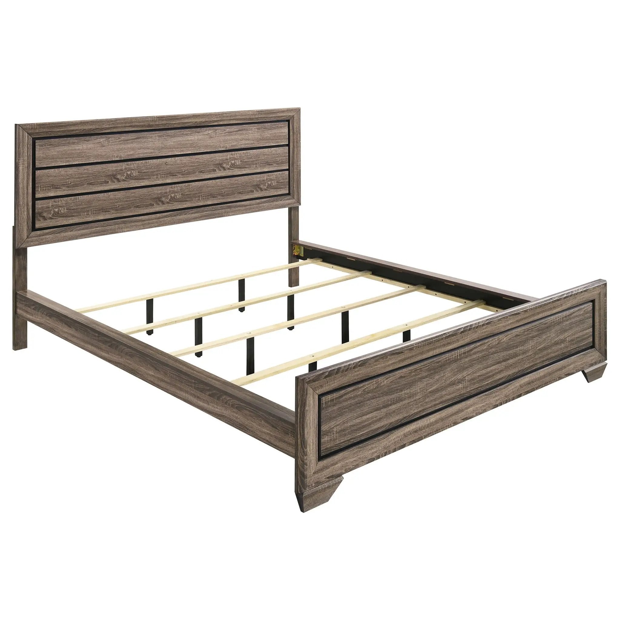 Kauffman Wood California King Panel Bed Washed Taupe by Unique Piece Furniture
