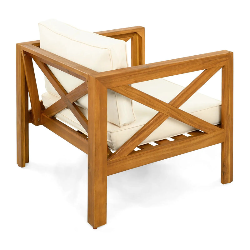 Patio Conversation Set with Acacia Wood Armchairs and End Table by HouseOfZazla