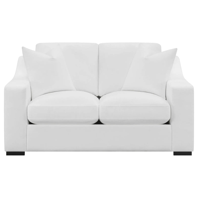 Ashlyn Upholstered Sloped Arm Loveseat White by Unique Piece Furniture