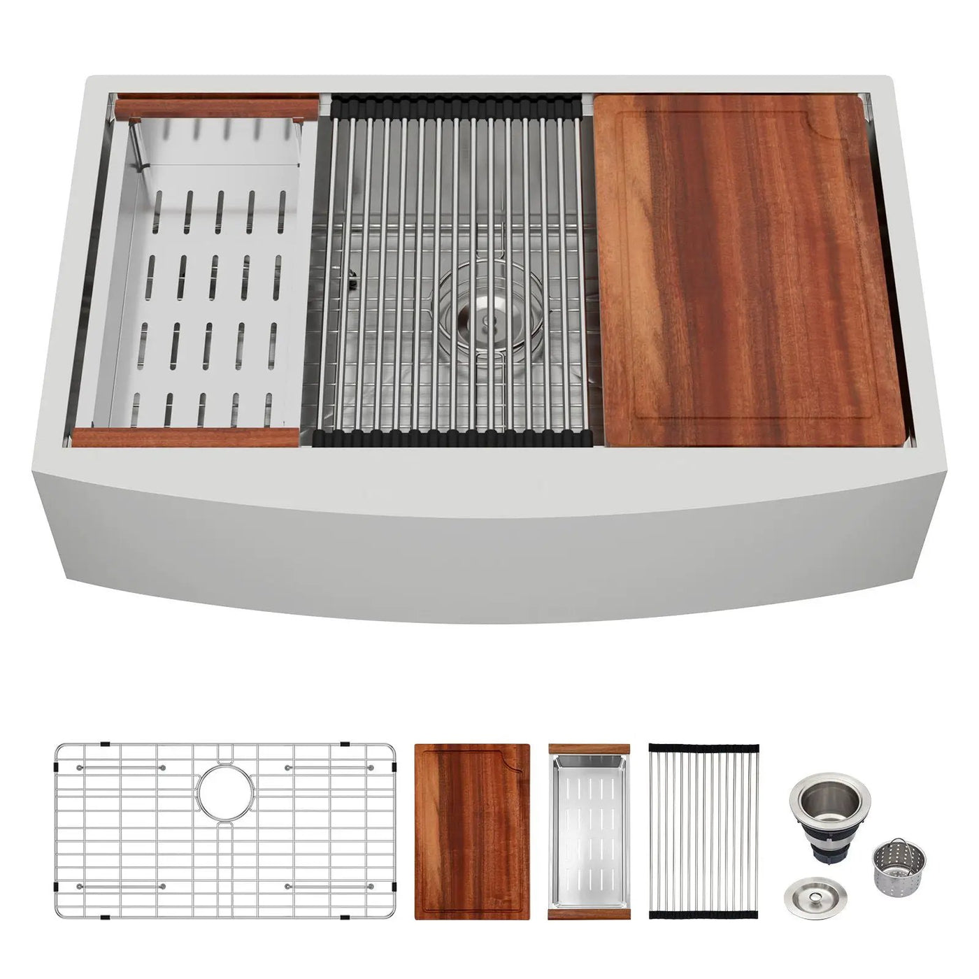 Classic Ceramic Farmhouse Sink Workstation Single Bowl With Durable Finish by HouseOfZazla