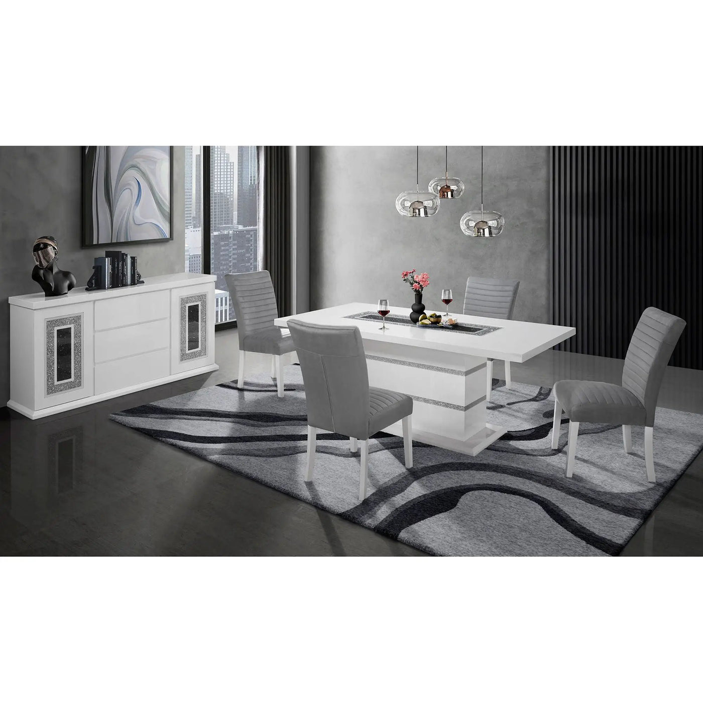 Ariya - Buffet With Clear Glass Inlay by Unique Piece Furniture