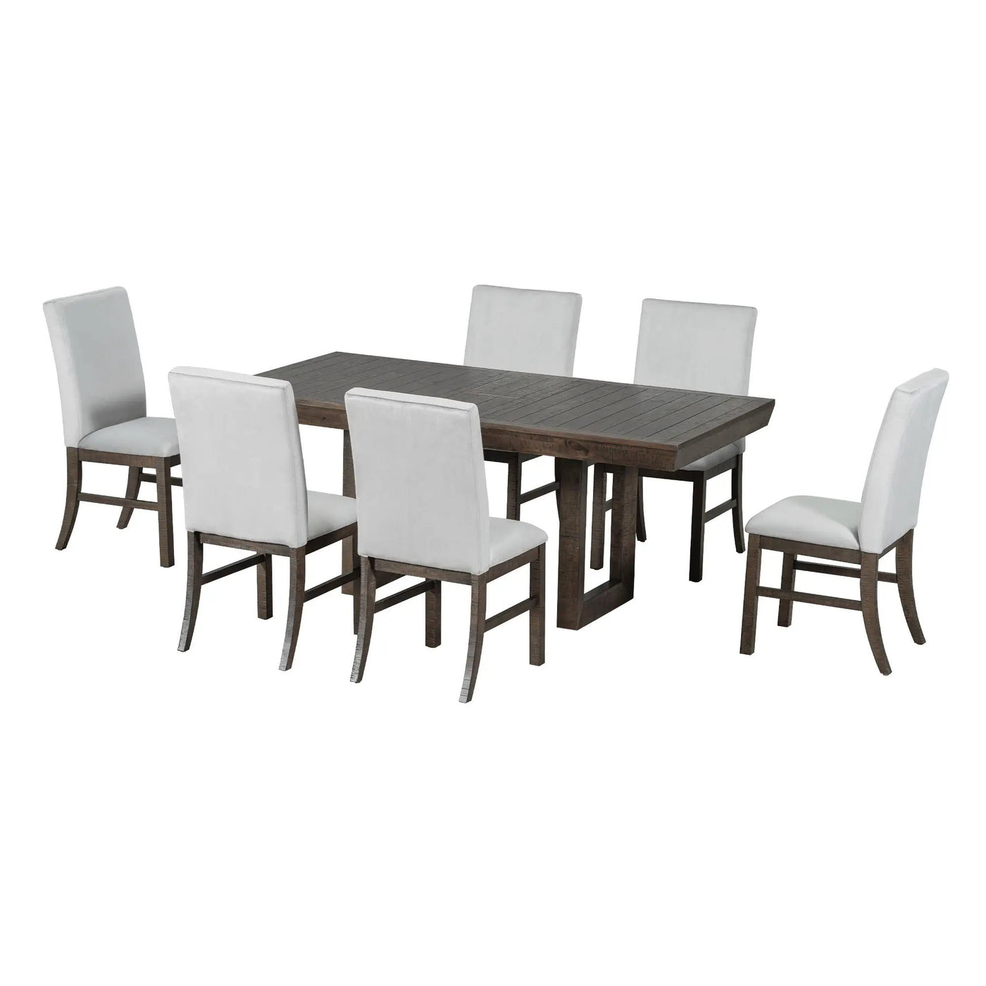 Topmax - 7 Piece Traditional Extendable Dining Table Set With Butterfly Leaf And 6 Upholstered Dining Table Set by HouseOfZazla