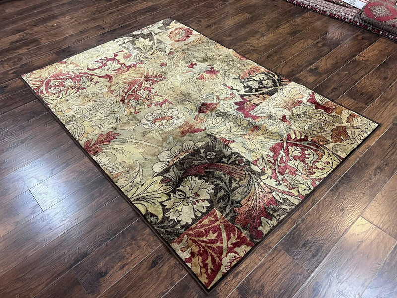 Modern Abstract Area Rug 5x7, Floral Design, Contemporary Carpet 5 x 7, Multicolor by Jewel Rugs