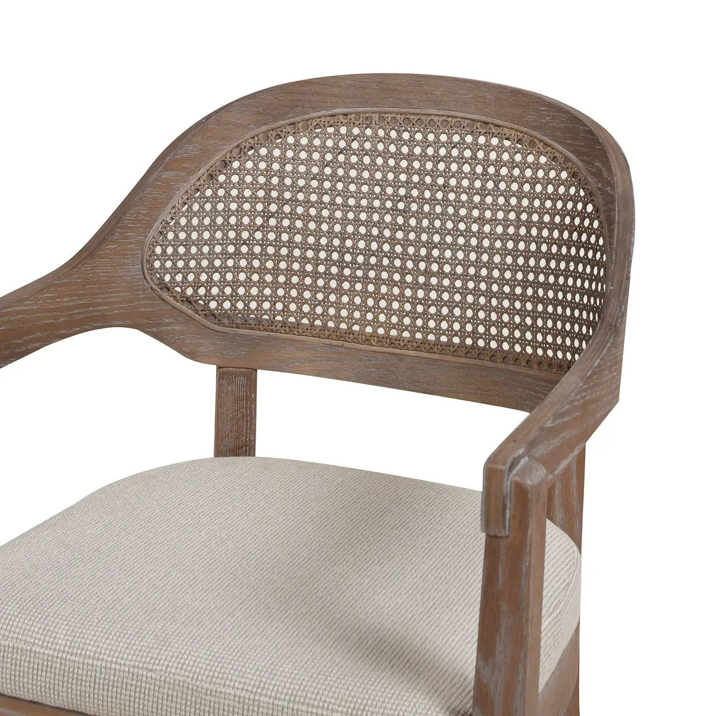 Americana - Mid-Century Modern Cane Back Dining Chair Textured Weave - Taupe Beige by HouseOfZazla