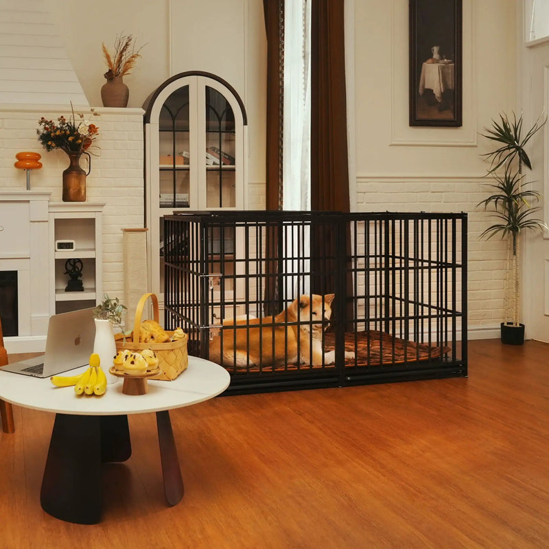 Extra Large Heavy Duty Dog Crate With Removable Pans For Dogs - Black by HouseOfZazla