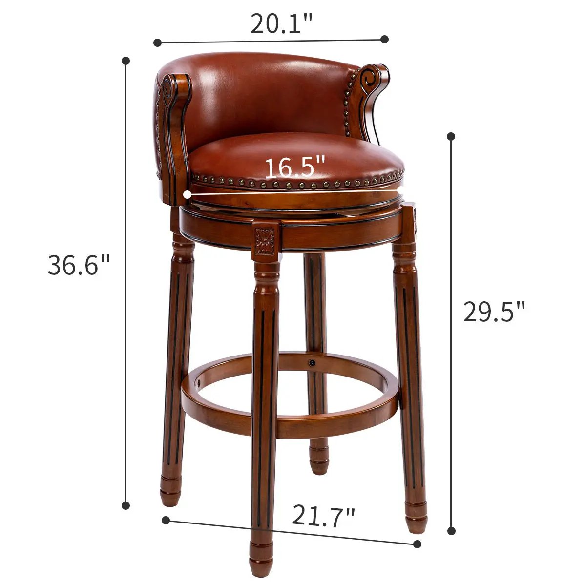 29.5'' Cow Top Wooden Bar Stool, 360 Degree Swivel Bar Height Chair With Backs For Home Kitchen Counter by Unique Piece Furniture
