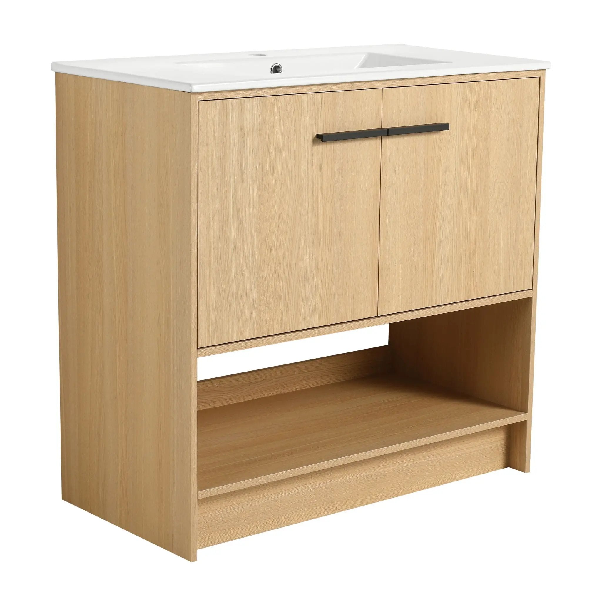 Modern Bathroom Vanity With Ceramic Sink, Freestanding Cabinet, Soft Closing Doors by Unique Piece Furniture