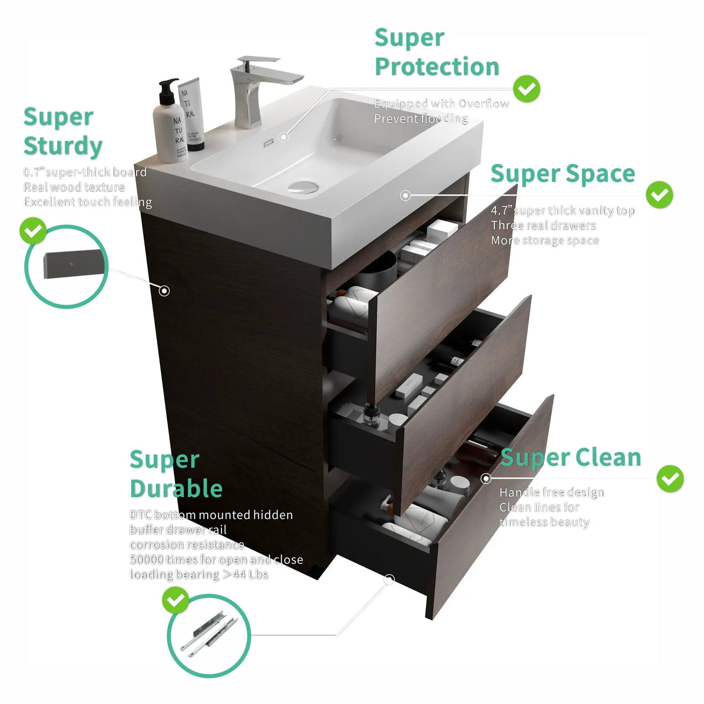 Alice - Bathroom Vanity With Large Storage, Freestanding by Unique Piece Furniture