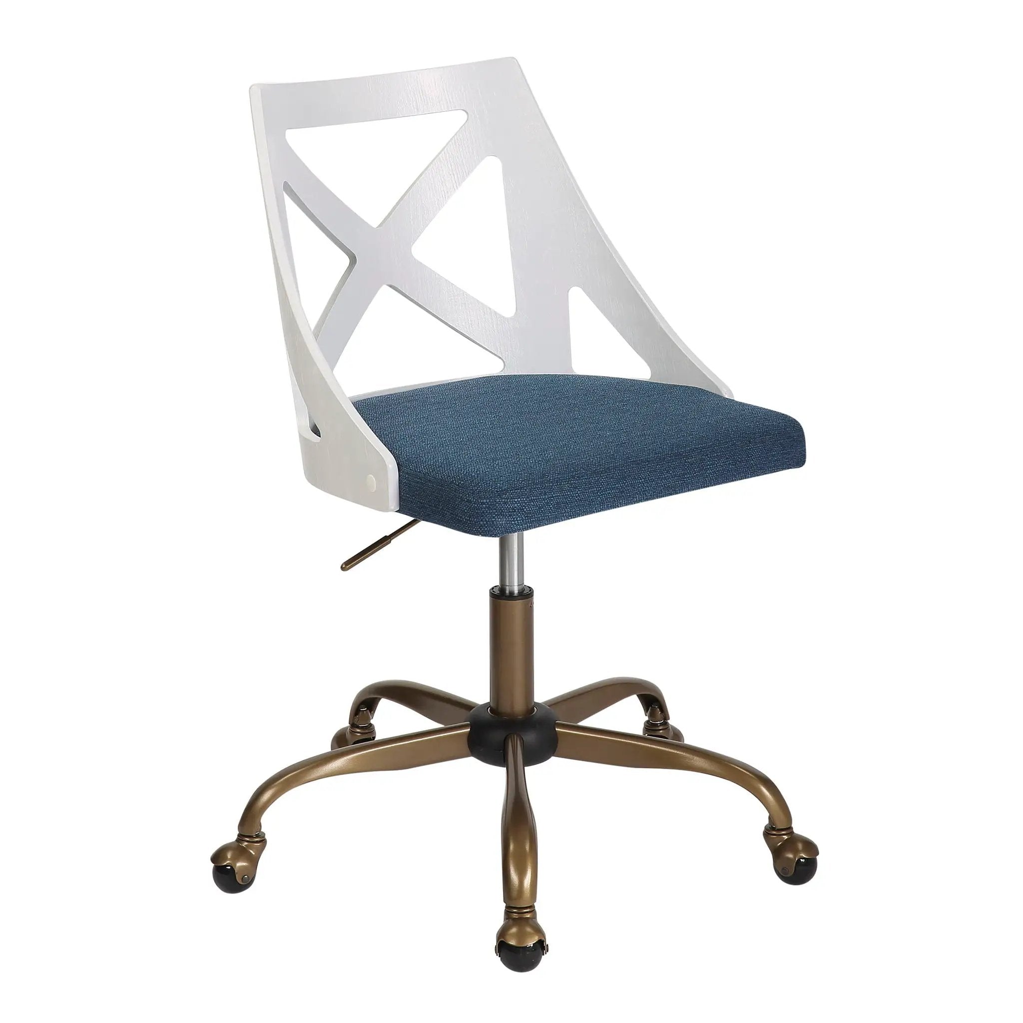 Charlotte - Farmhouse Task Chair - Antique Copper / White / Blue by HouseOfZazla
