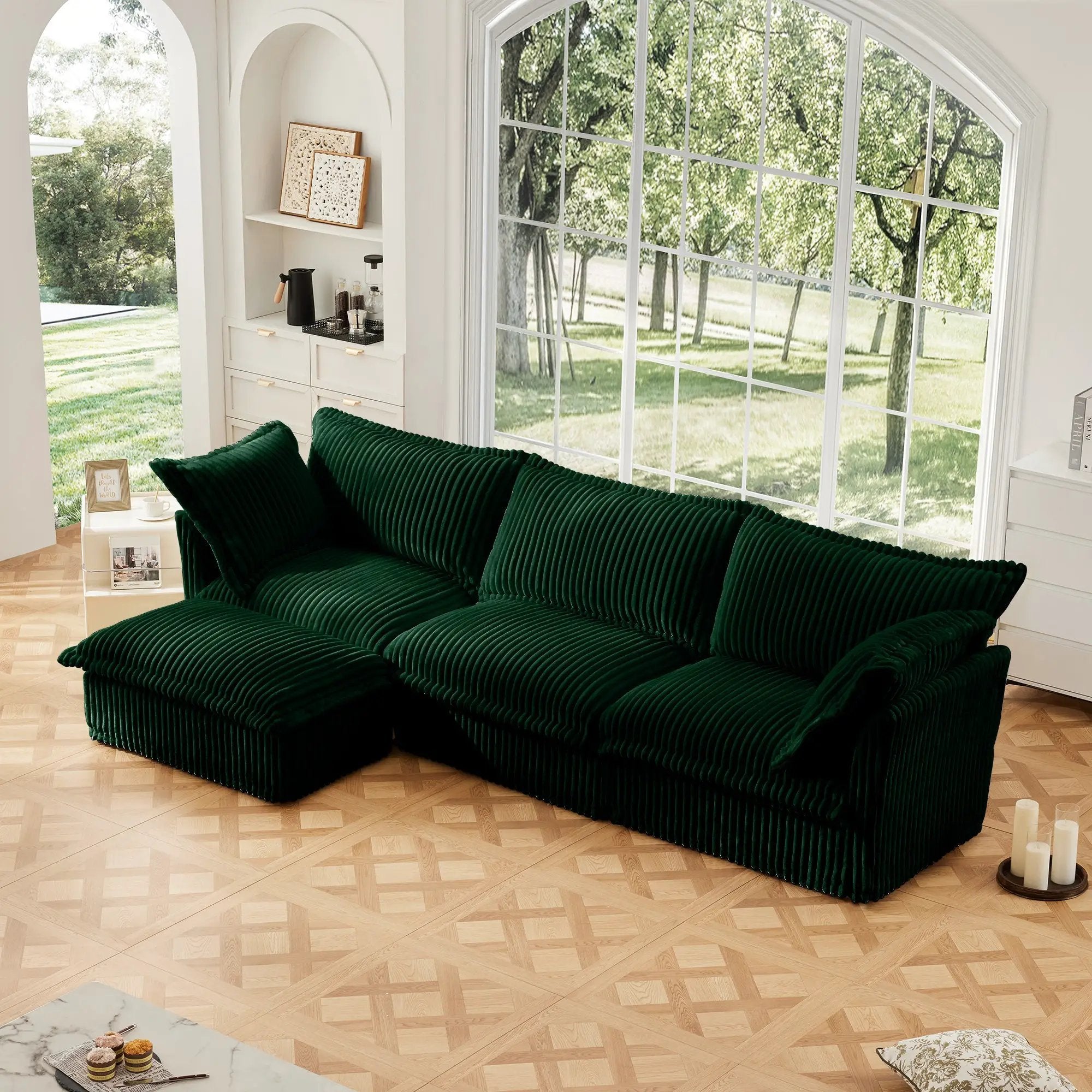 L-Shaped Slipcovered Sectional Sofa Couch by HouseOfZazla
