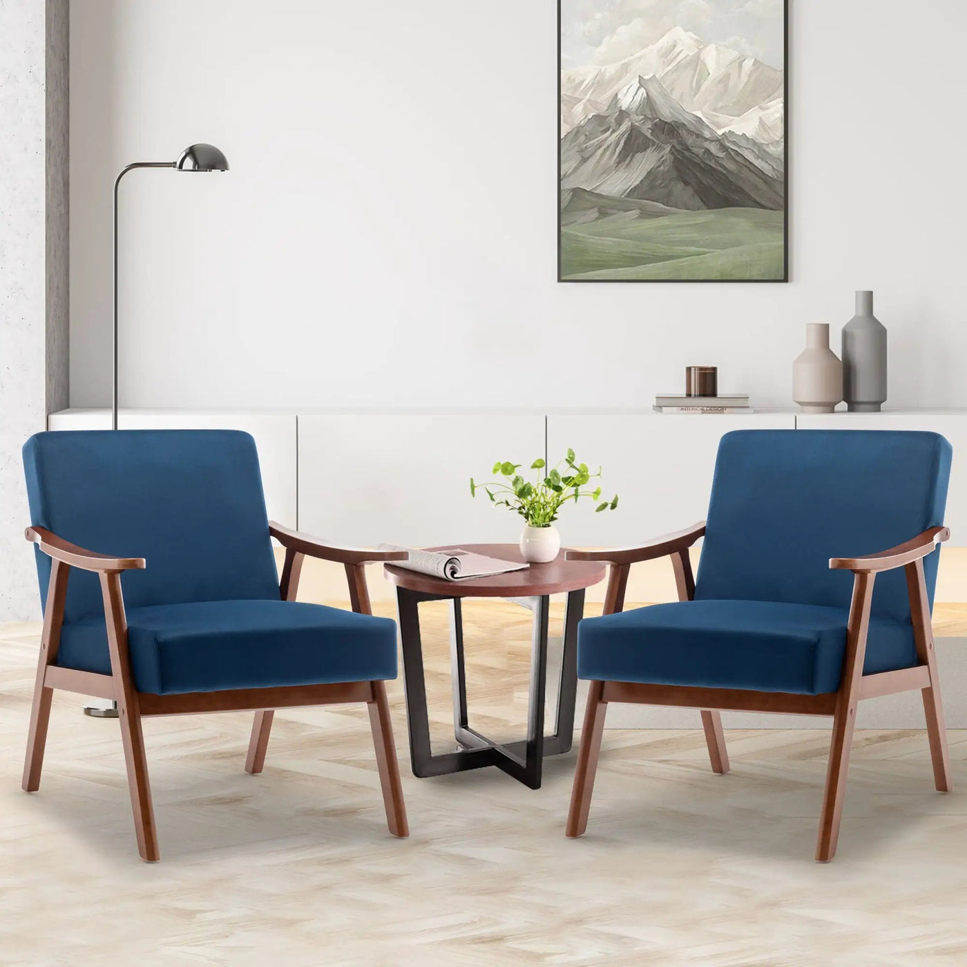Mid Century Modern Accent Chair With Solid Wood Frame And Extra Thick Backrest by HouseOfZazla