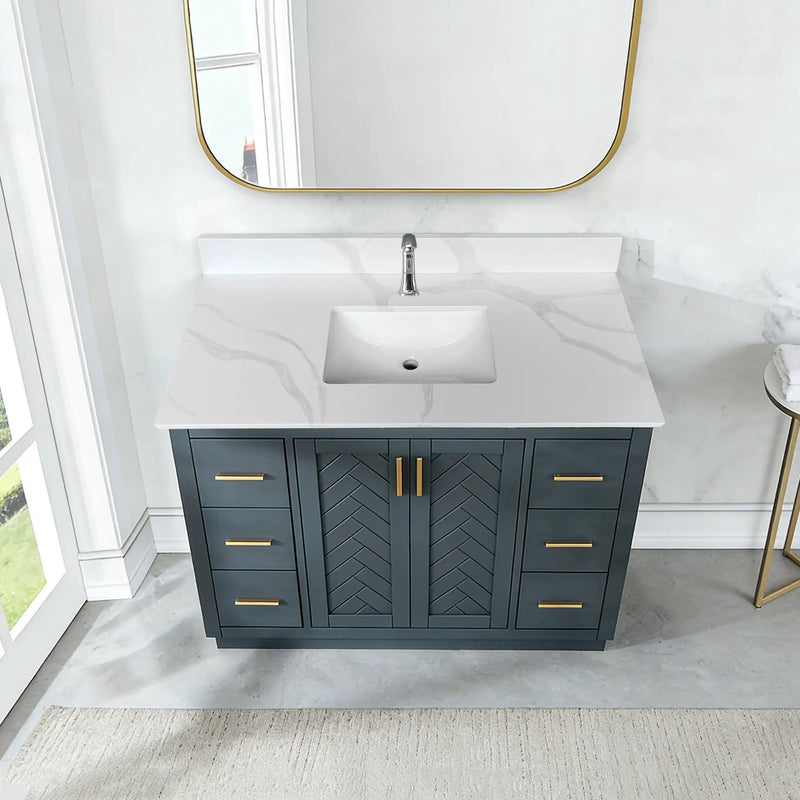 43-inch Quartz Bathroom Vanity Top with Undermount Single Bowl Sink by HouseOfZazla