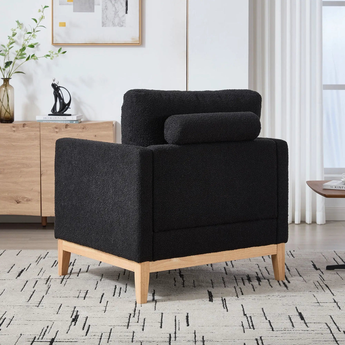 Wide Modern Performance Accent Chair With Natural Legs by Unique Piece Furniture