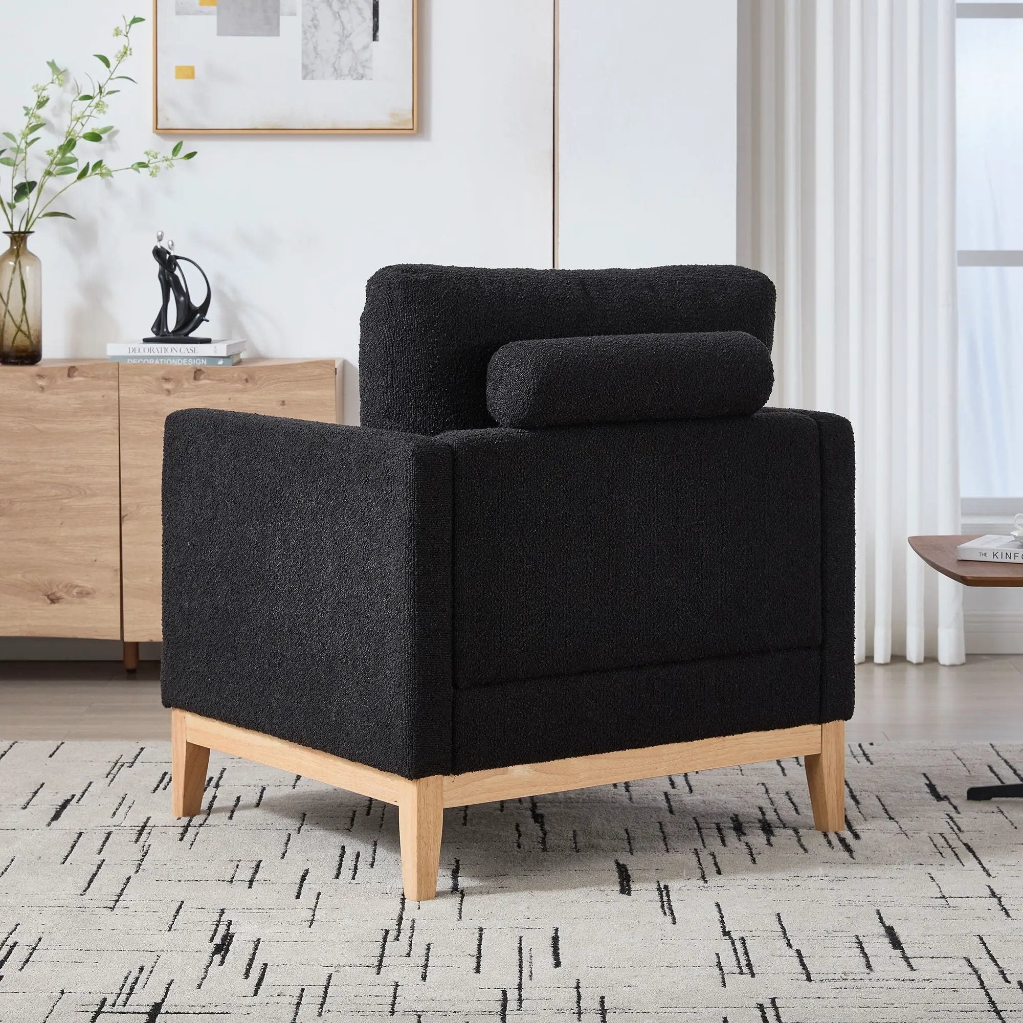Wide Modern Performance Accent Chair With Natural Legs by Unique Piece Furniture