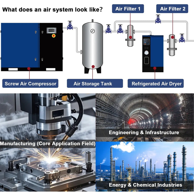 20HP Rotary Screw Air Compressor, 74 CFM, 125 PSI, Industrial-Grade by HouseOfZazla