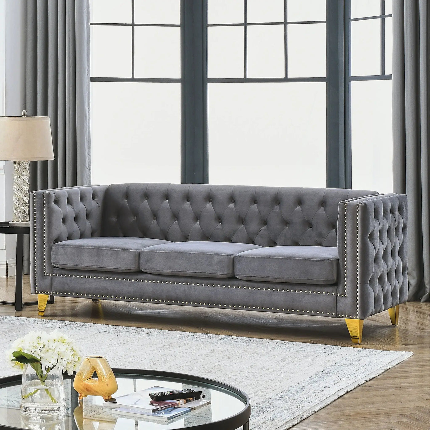 Modern Sofa With Button Tufting, Upholstered Couch For Living Room by HouseOfZazla