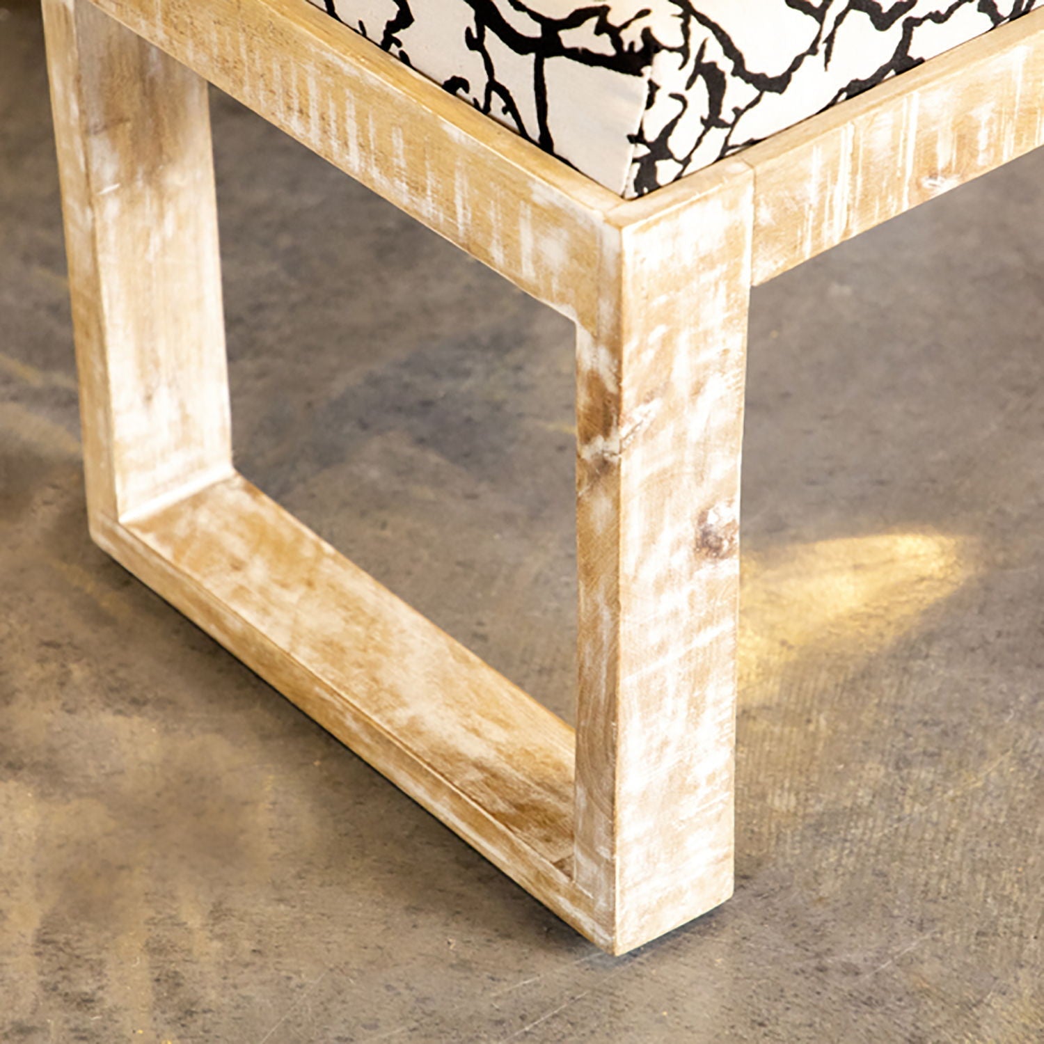 Sled - Leg Accent Bench With Abstract Upholstery - White by HouseOfZazla