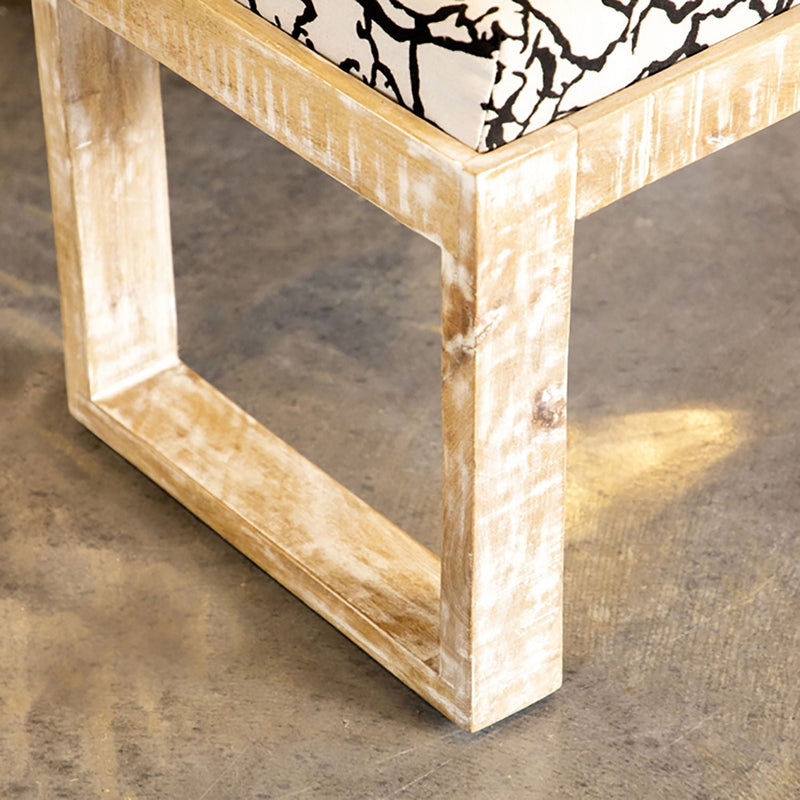 Sled - Leg Accent Bench With Abstract Upholstery - White by HouseOfZazla
