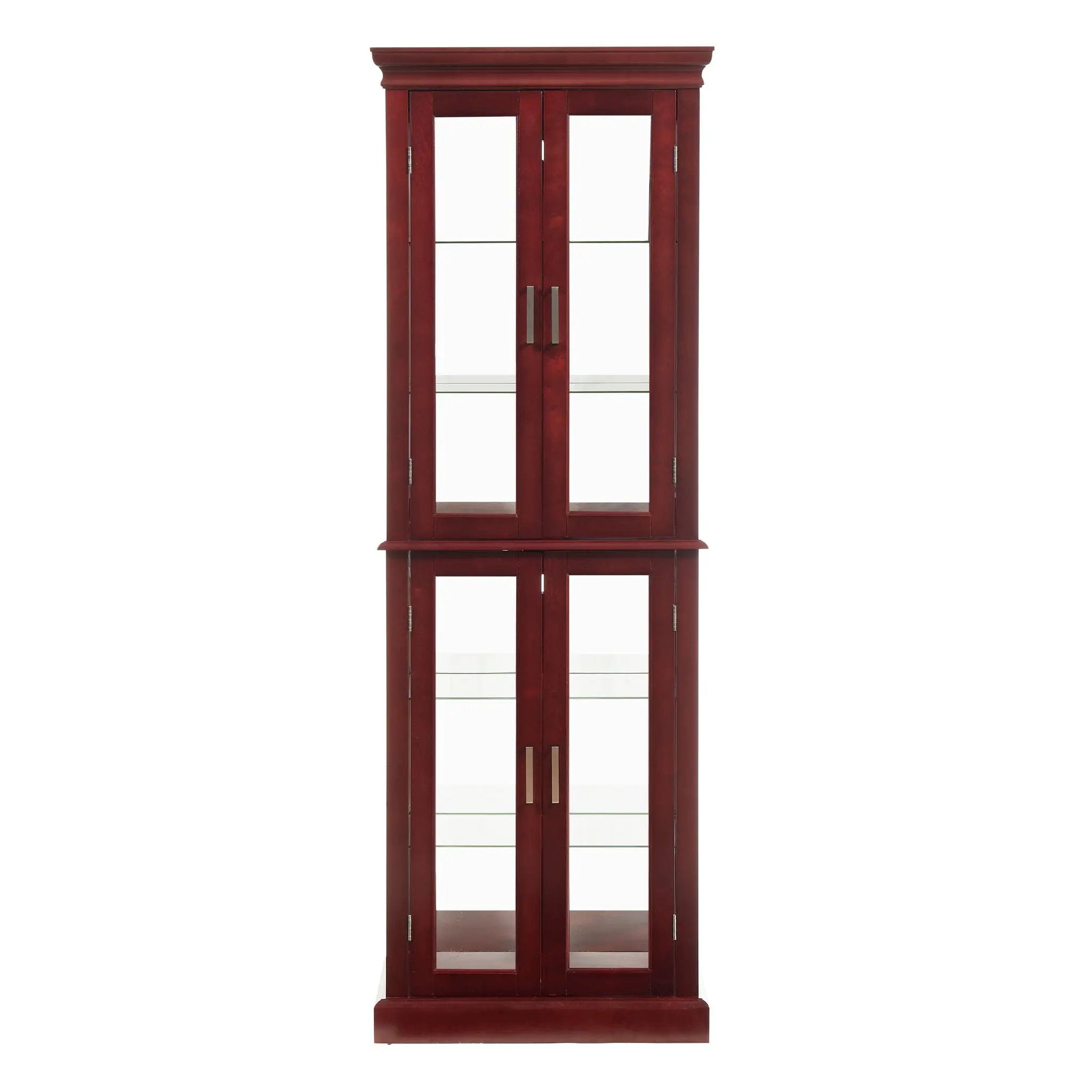 Curio Cabinet Lighted Curio Diapaly Cabinet With Adjustable Shelves And Mirrored Back Panel, Tempered Glass Doors (6 Tier), (E26 Light Bulb Not Included) by Unique Piece Furniture