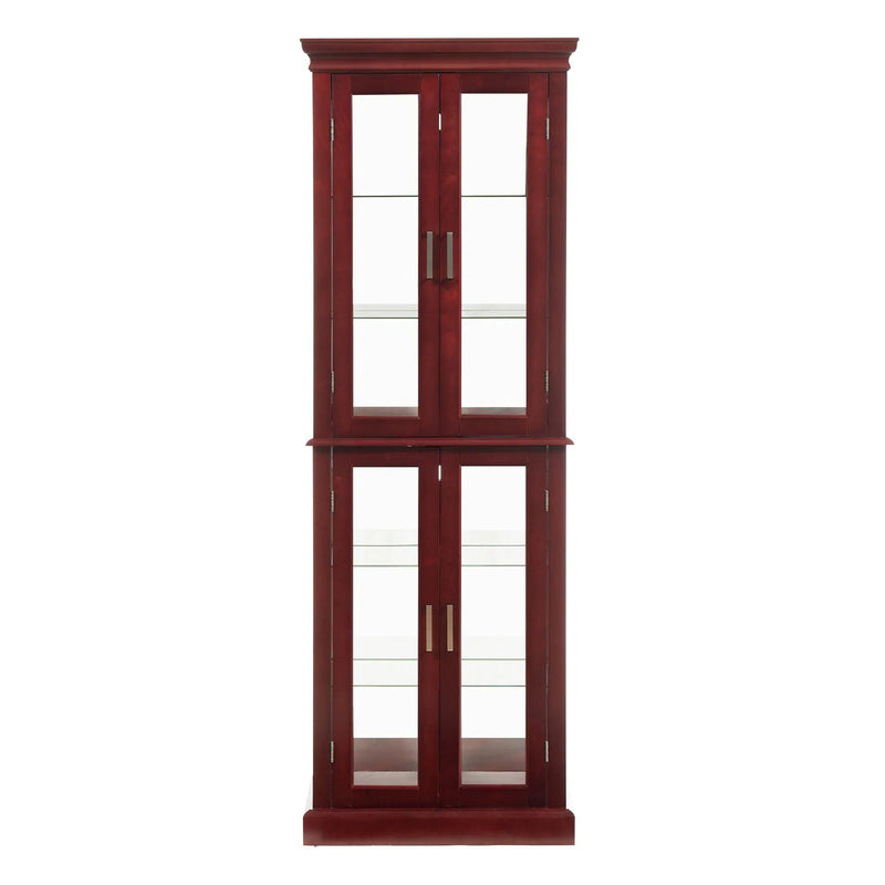 Lighted Curio Cabinet With Adjustable Shelves and Mirrored Back Panel by HouseOfZazla