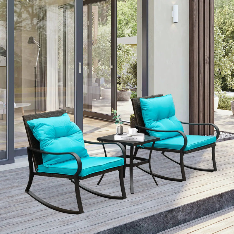 Metal 2-Person Outdoor Patio Rocking Seating Group with Cushions by HouseOfZazla