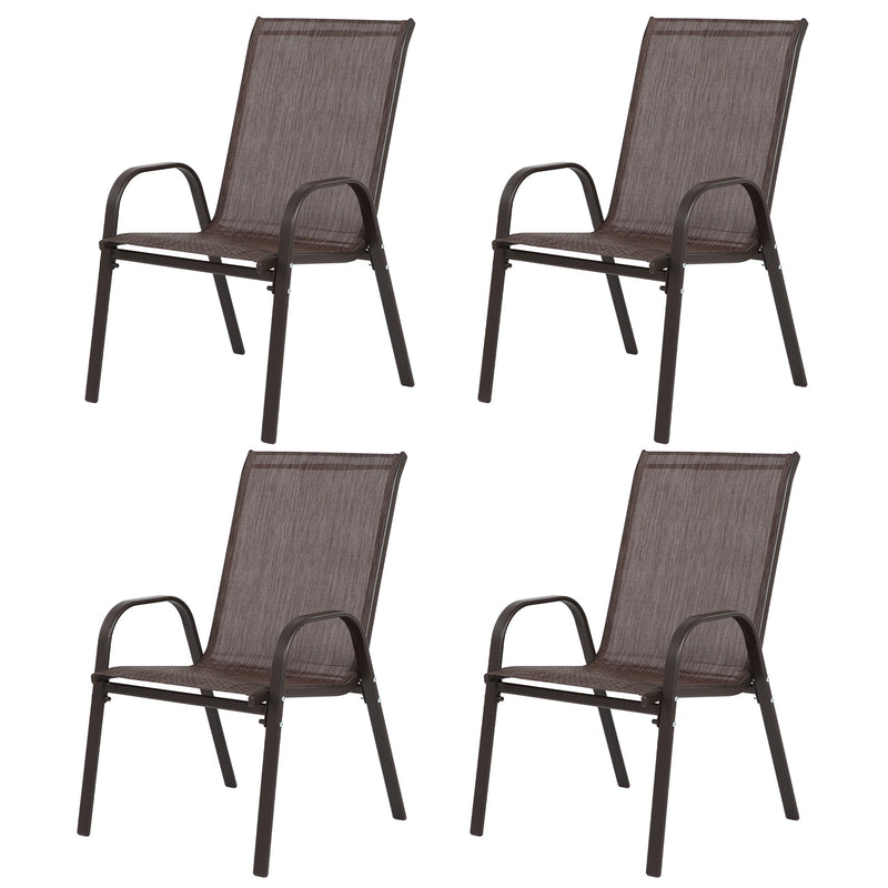 4 Piece Patio Chairs Set with Breathable Textilene Fabric (Brown) by HouseOfZazla